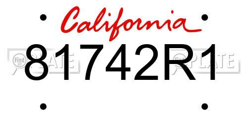 81742R1 California License Plate