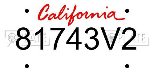 81743V2 California License Plate
