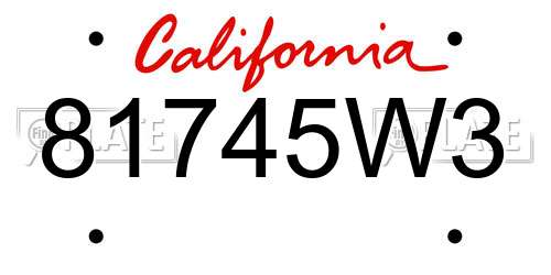 81745W3 California License Plate
