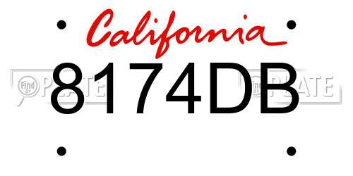 8174DB California License Plate