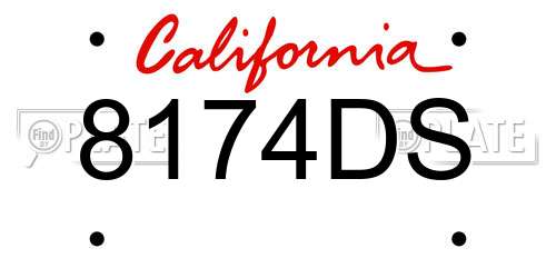 8174DS California License Plate
