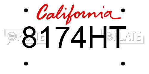 8174HT California License Plate