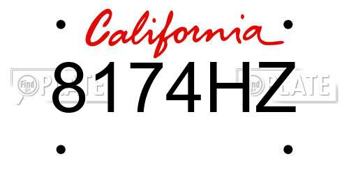 8174HZ California License Plate