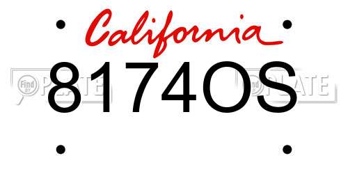 8174OS California License Plate