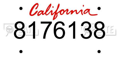 8176138 California License Plate