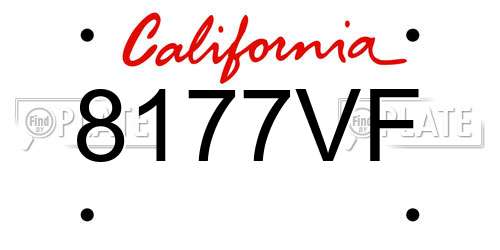 8177VF California License Plate
