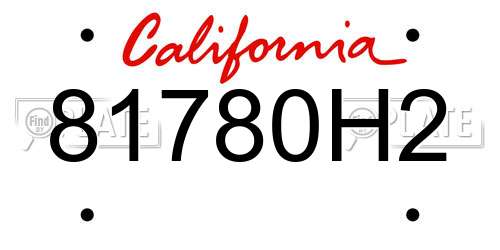 81780H2 California License Plate