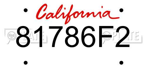 81786F2 California License Plate
