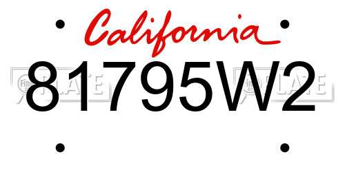 81795W2 California License Plate