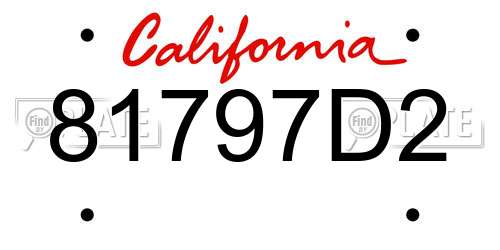 81797D2 California License Plate