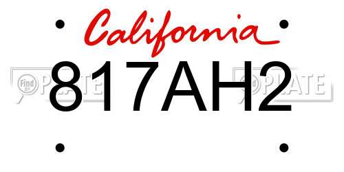 817AH2 California License Plate