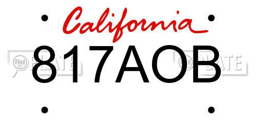 817AOB California License Plate