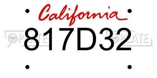 817D32 California License Plate