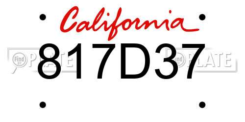 817D37 California License Plate