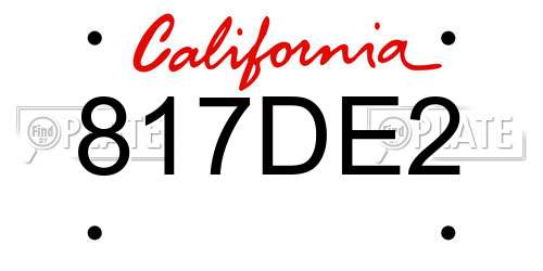 817DE2 California License Plate