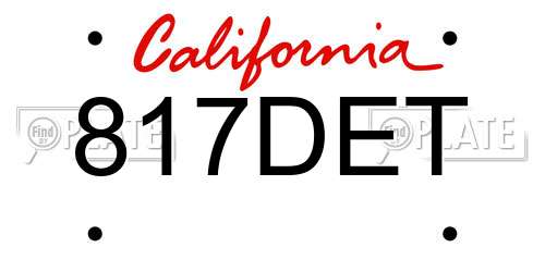 817DET California License Plate