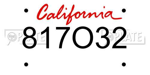 817O32 California License Plate