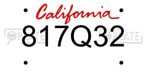 817Q32 California License Plate