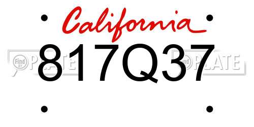 817Q37 California License Plate