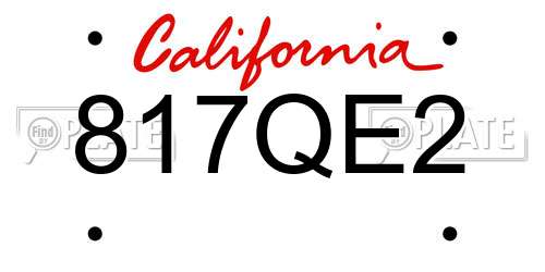 817QE2 California License Plate