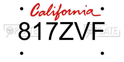 817ZVF California License Plate
