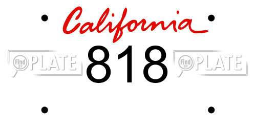 818 California License Plate