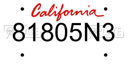 81805N3 California License Plate