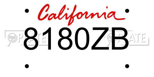 8180ZB California License Plate
