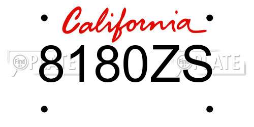 8180ZS California License Plate
