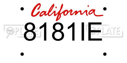 8181IE California License Plate