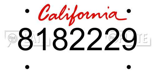 8182229 California License Plate