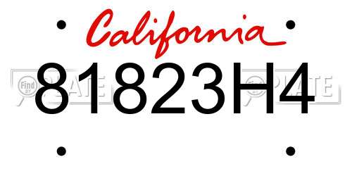 81823H4 California License Plate
