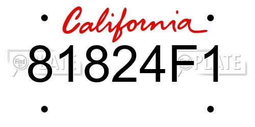 81824F1 California License Plate