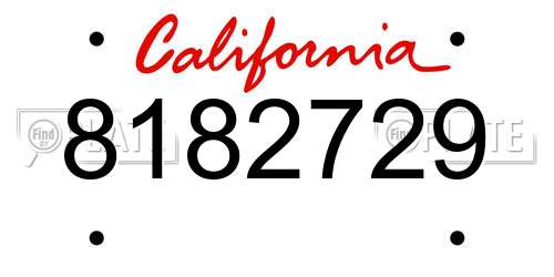 8182729 California License Plate