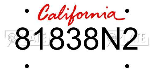 81838N2 California License Plate
