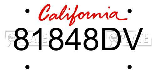 81848DV California License Plate