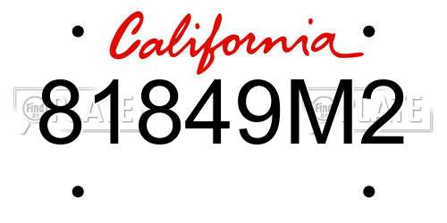 81849M2 California License Plate