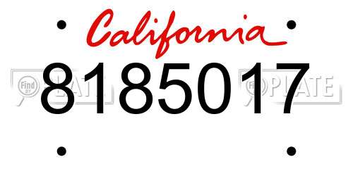 8185017 California License Plate