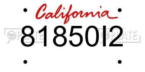 81850I2 California License Plate