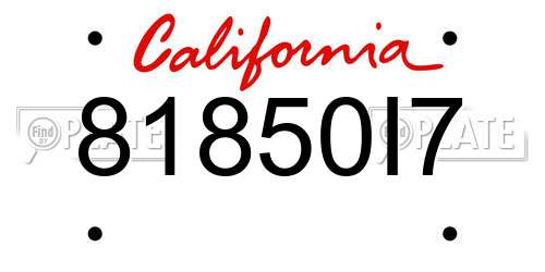 81850I7 California License Plate