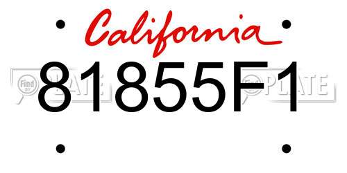 81855F1 California License Plate
