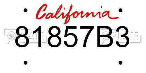 81857B3 California License Plate