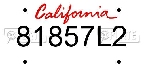 81857L2 California License Plate