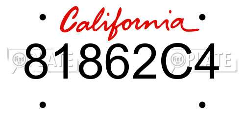 81862C4 California License Plate