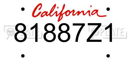 81887Z1 California License Plate