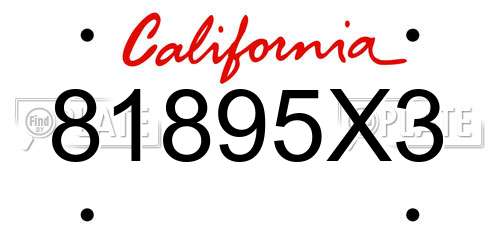81895X3 California License Plate