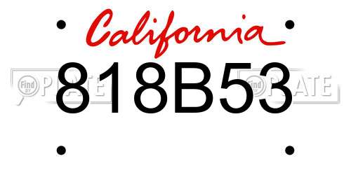 818B53 California License Plate
