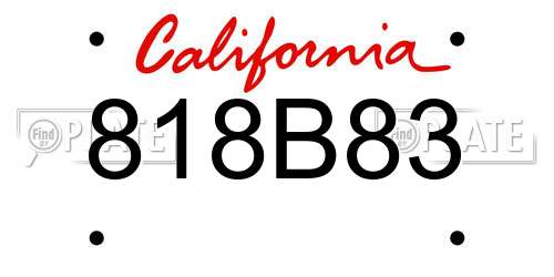 818B83 California License Plate