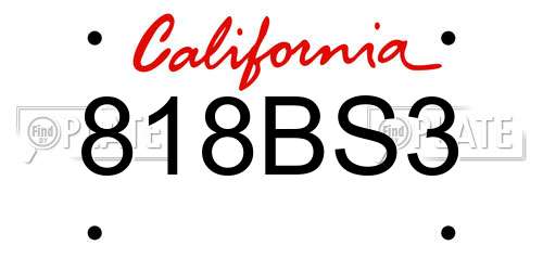 818BS3 California License Plate