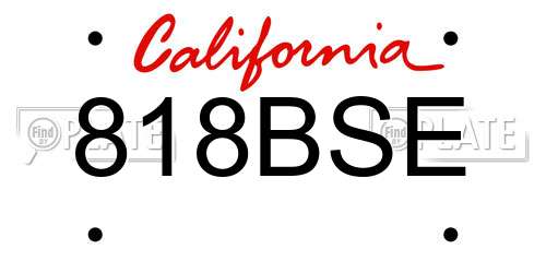 818BSE California License Plate
